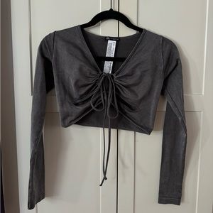 Zara Long Sleeve Detailed Crop Top